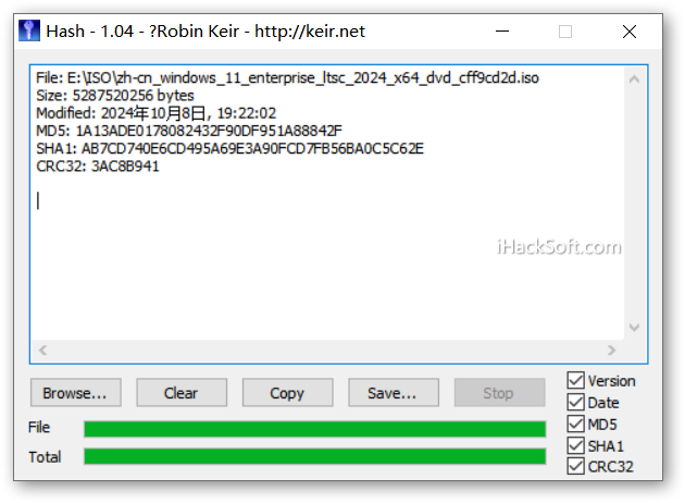 Hash 1.04 官方原版+汉化版下载 - MD5、SHA1、CRC32校验工具