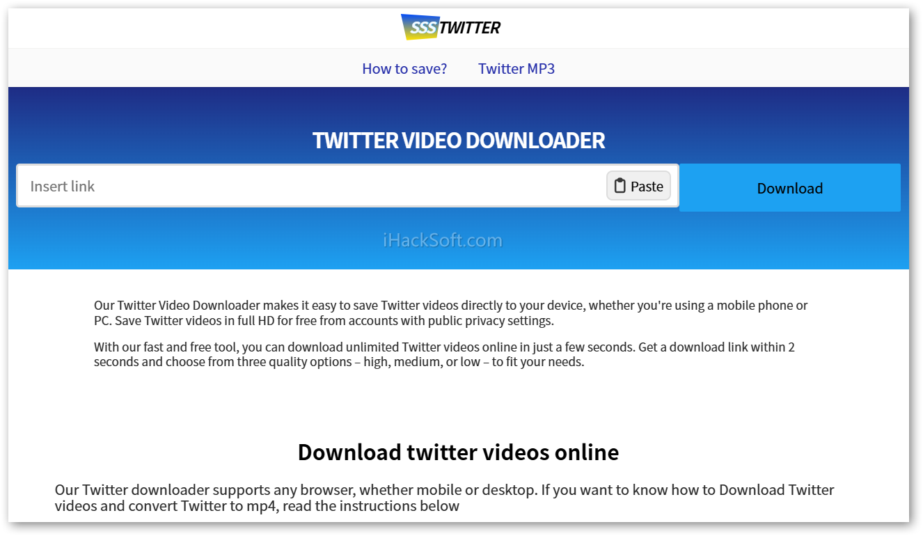 Twitter（X）视频高清在线下载 - SSSTwitter